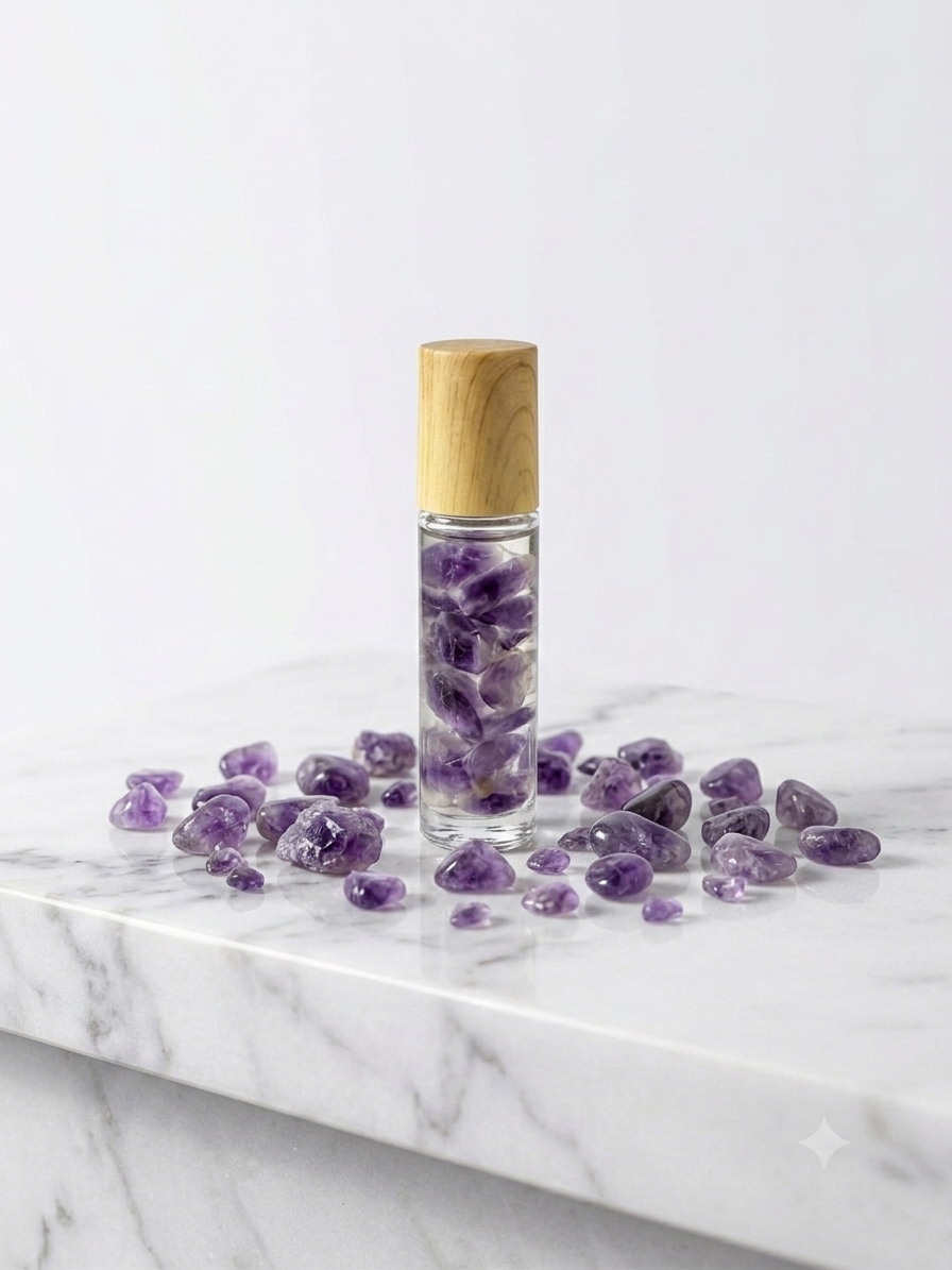Amethyst Crystal Pressure Roller Be Calm with Lavender Essential Oil