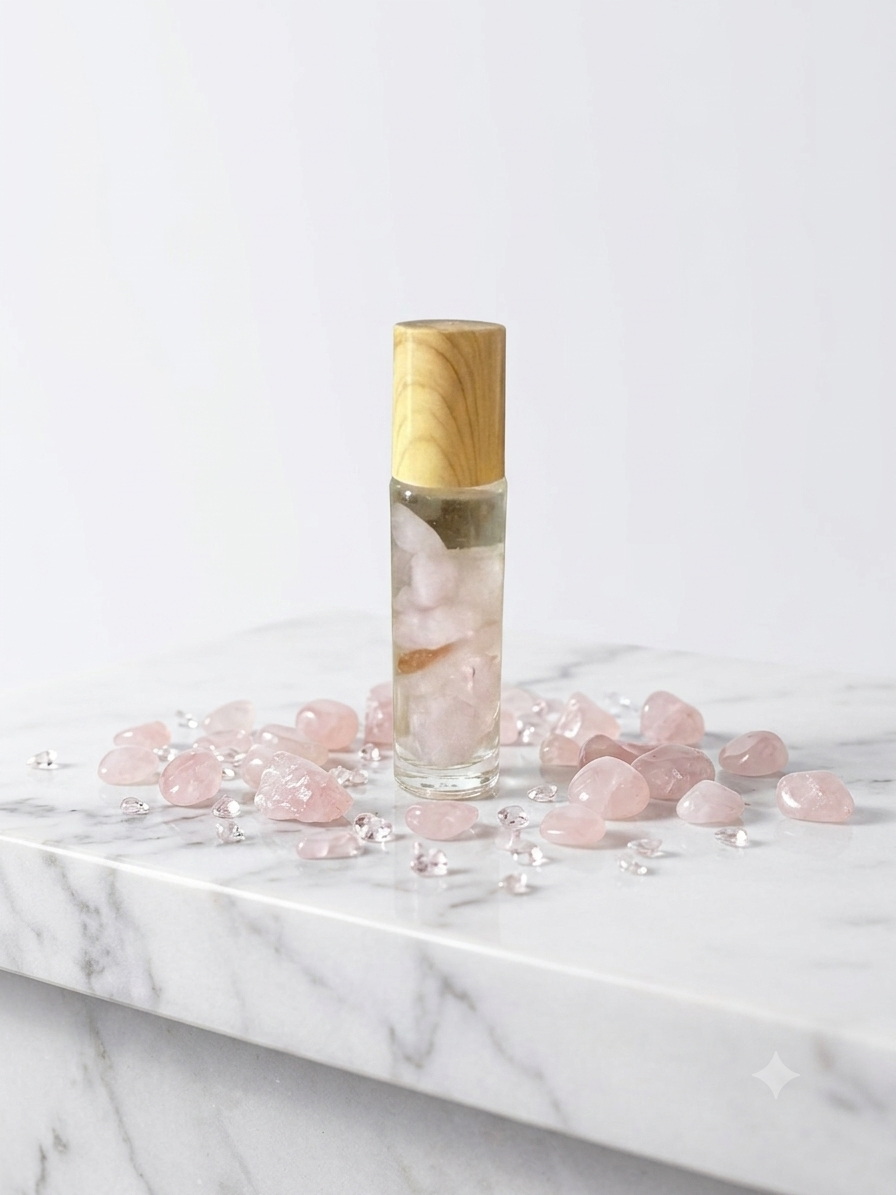 Rose crystal focus Pressure Temple Roller be Focused- Eucalyptus Essential oil